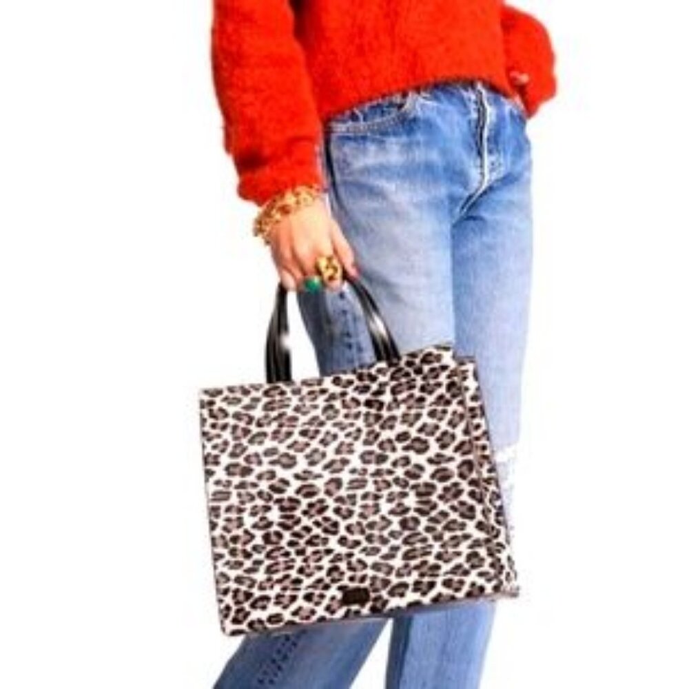 NWT Frances Valentine Margo Tote Printed Calf Hair Snow Leopard - Sheer Luxury!
